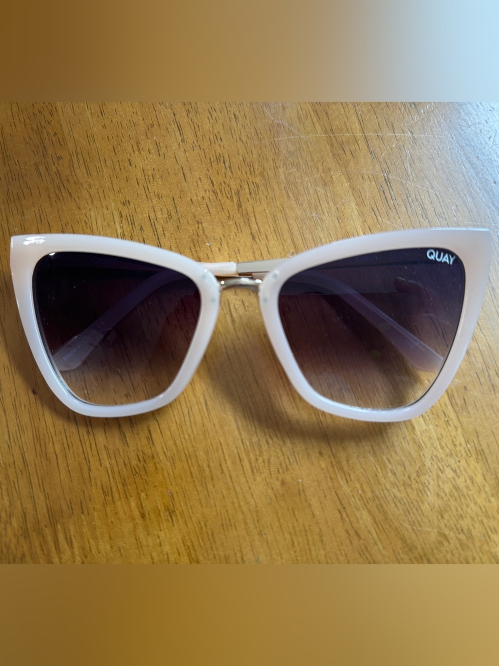 Quay Australia Frosted Clear Frame Sunglasses with Gray Lenses